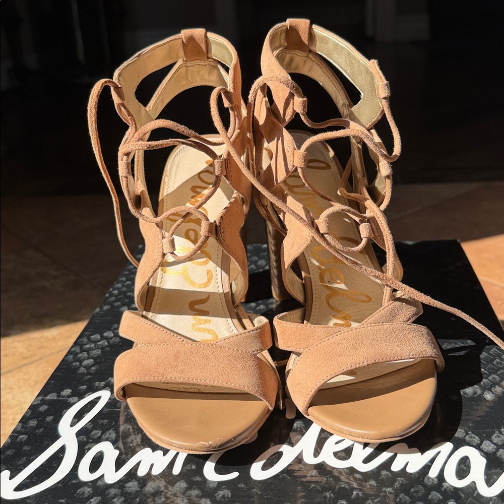 Sam Edelman Tan Lace-Up Heels